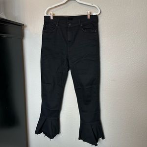 MOTHER DENIM Black Jeans with Ruffle Hem